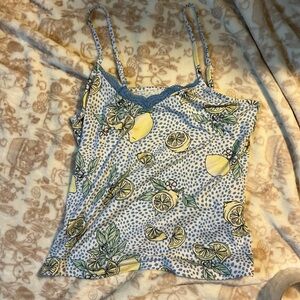 Lemon Print Spaghetti Strap Top